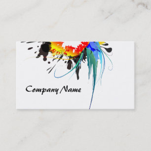 Tarjeta De Visita Abstract Wild Parrot Paint Splatters