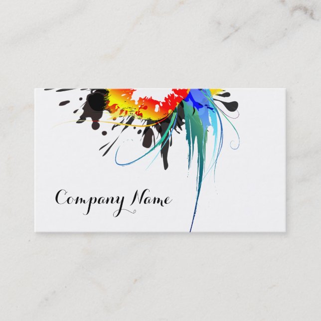Tarjeta De Visita Abstract Wild Parrot Paint Splatters (Anverso)
