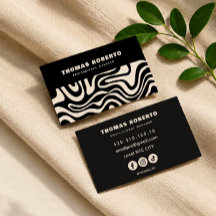 tarjeta de visita abstracta negra y blanca con let