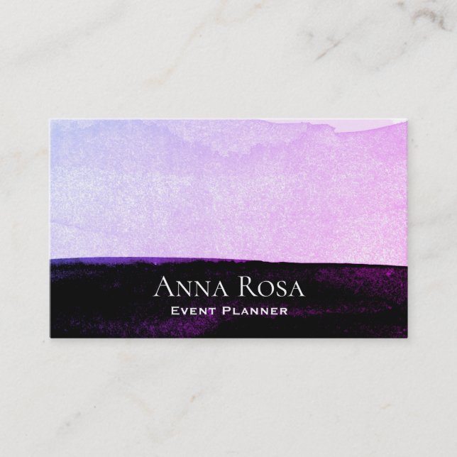 Tarjeta De Visita *~* Abstracto acuarela Lavanda negra rosa púrpura (Anverso)