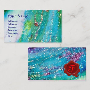 TARJETA DE VISITA ABSTRACTO AQUA AZUL VERDE AZULADO GOLD SPARKLES,SE