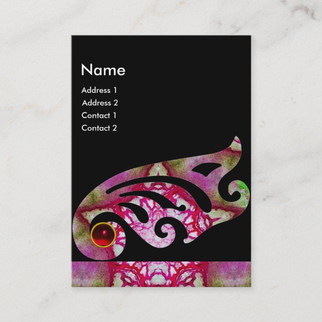 TARJETA DE VISITA ABSTRACTO BOTTERFLY WING, PURPLE RED STAR MONOGRAM (Anverso)