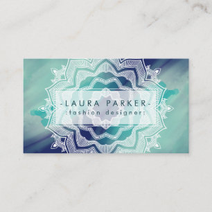 Tarjeta De Visita Abstracto de manala de color azul Verde azulado
