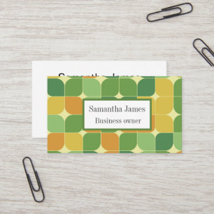Tarjeta De Visita Abstracto de mediados de siglo verde naranja amari