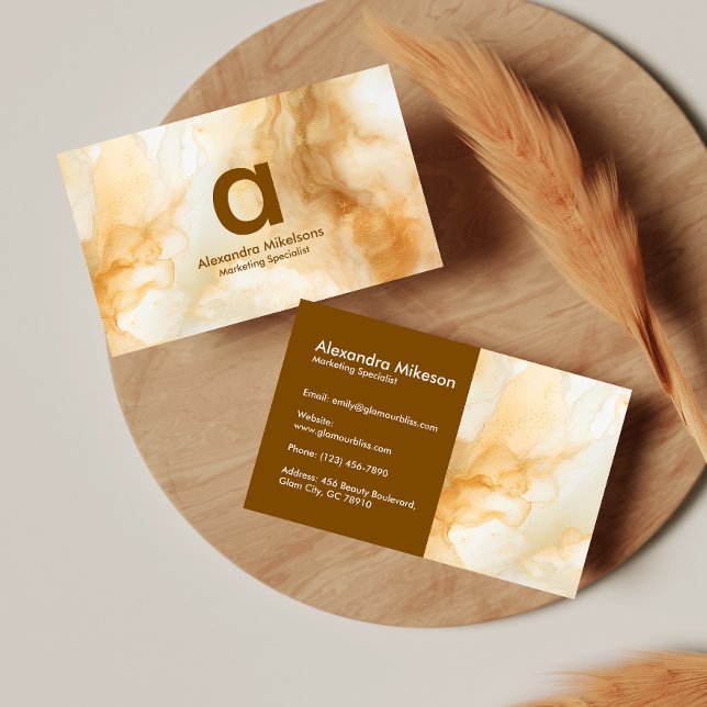 Tarjeta De Visita Abstracto de Oro Moderno (Subido por el creador)