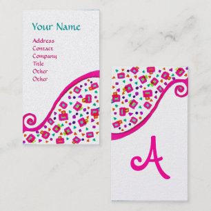 Tarjeta De Visita ABSTRACTO DECO MONOGRAM Perla Blanca de Fuchsia Ro