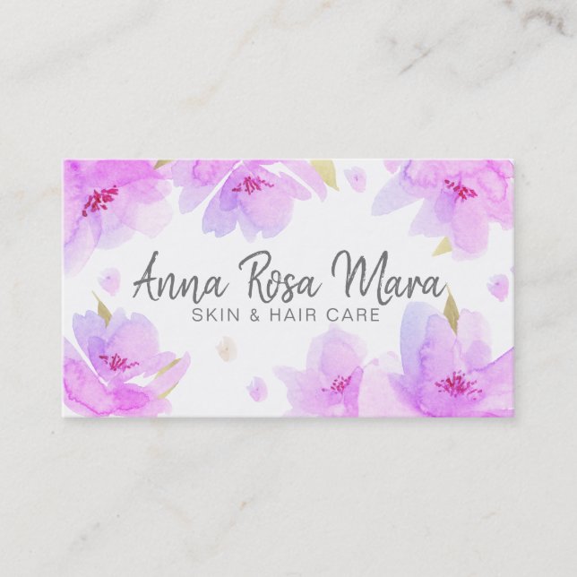 Tarjeta De Visita *~* Abstracto floral Acuarela suave moderna (Anverso)