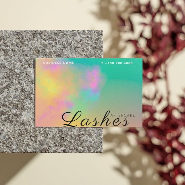 Tarjeta De Visita Abstracto Lash acuarela después de la instrucción  (Abstract Watercolor Lash After Care Instruction Business Card)