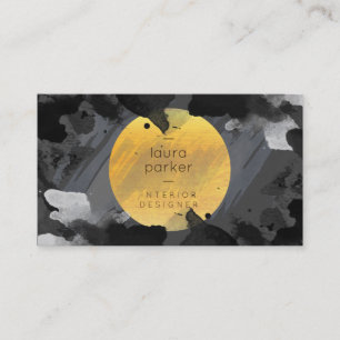 Tarjeta De Visita Abstracto moderno de color de agua gris negro