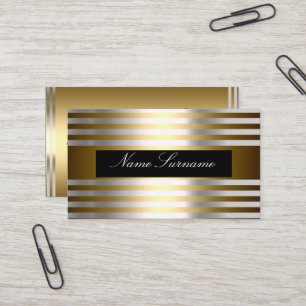 Tarjeta De Visita Abstracto negro plata oro
