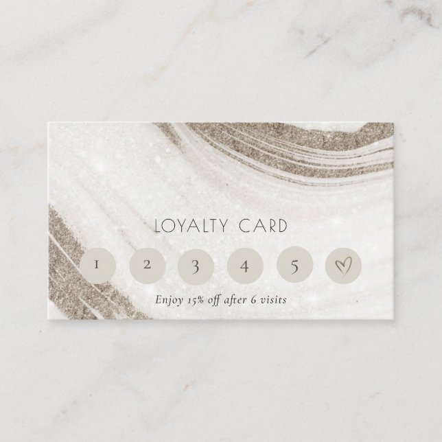 Tarjeta De Visita Abstracto Pale Gold Marble Agate 6 Punch Loyalty (Anverso)