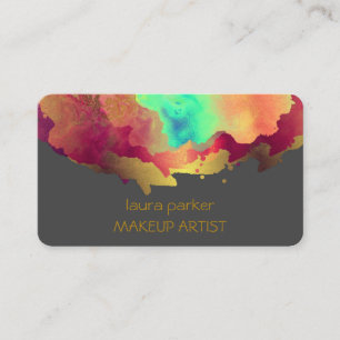 Tarjeta De Visita Abstracto Watercolor Gold Splatter Elegante Art Sq