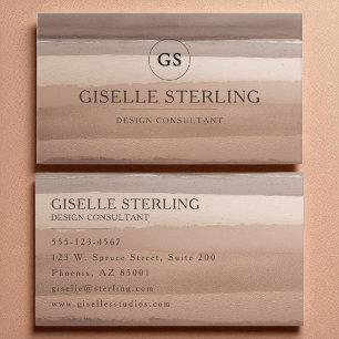 Tarjeta De Visita Abstrato de la acuarela de Boho Terracotta Monogra