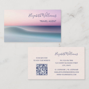 Tarjeta De Visita Abstrato oleada rosa turquesa Código QR