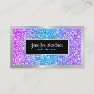 Tarjeta De Visita Acabado ombre plateado con borde brillante