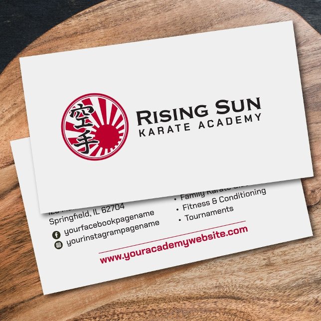 Tarjeta De Visita Academia Karate - Rising Sun Kanji (Subido por el creador)