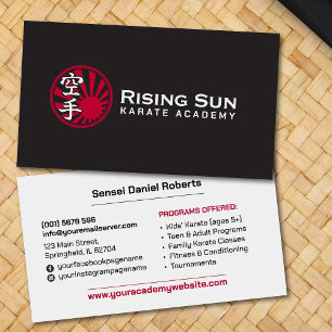 Tarjeta De Visita Academia Karate - Rising Sun Kanji