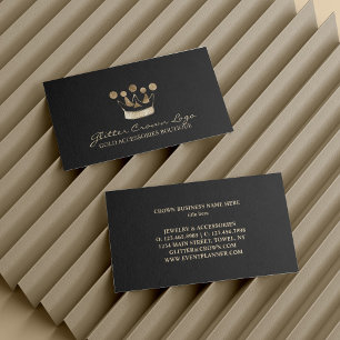 Tarjeta De Visita Accesorios Crown Gold Sparkle