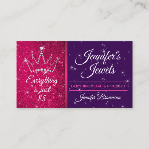 Tarjeta De Visita Accesorios de joyería purpura rosa brillo destella