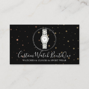 Tarjeta De Visita Accesorios Negros Reloj Único