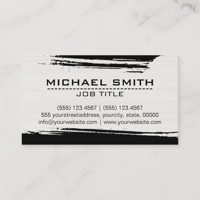 Tarjeta De Visita Accionamiento profesional moderno de pincel negro (Reverso)