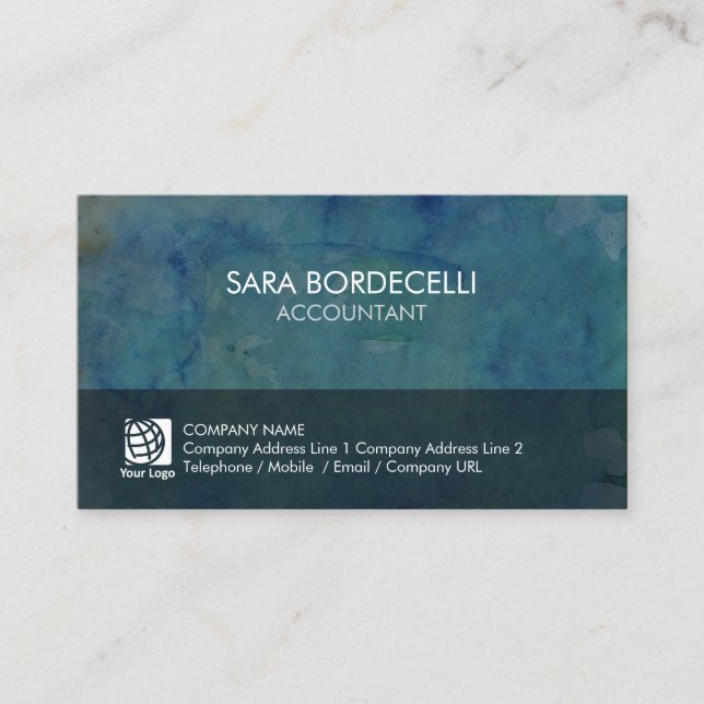 Tarjeta De Visita Accountant Finance Watercolor Grunge (Anverso)