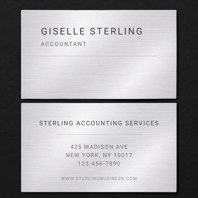 Tarjeta De Visita Accountant Silver Metallic Professional (Subido por el creador)