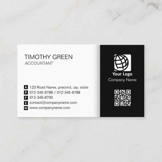 Tarjeta De Visita Accountant Simple Two Tone Business Card #06 (Anverso)