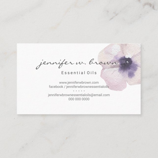 Tarjeta De Visita Aceites esenciales de acuarela Floral Aromatología (Reverso)