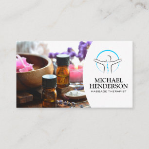 Tarjeta De Visita Aceites Esenciales de Masaje   Spa de Día