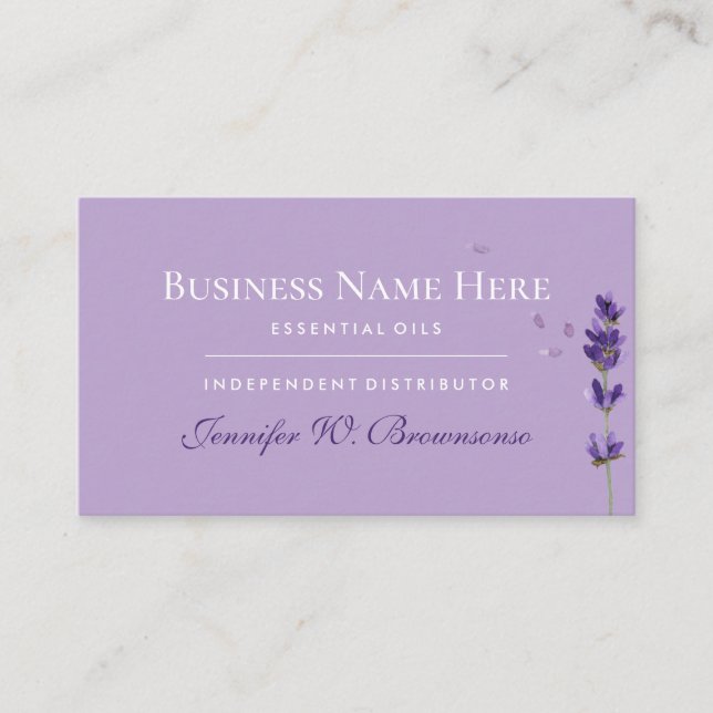 Tarjeta De Visita aceites esenciales Lavender Purple (Anverso)