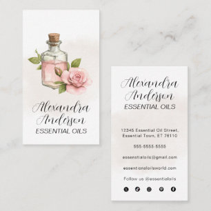 Tarjeta De Visita Aceites esenciales Rosa acuarela Floral
