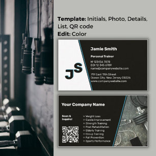 Tarjeta De Visita Acento azul de acero moderno entrenador personal e