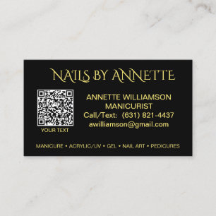 Tarjeta De Visita Acento de oro del técnico de las uñas de Manicur