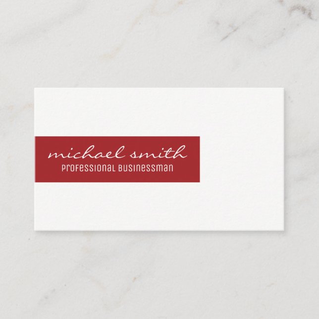 Tarjeta De Visita Acento minimalista/de barra (rojo) (Anverso)