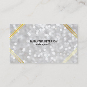 Tarjeta De Visita Acentos de oro de Bokeh Blanco