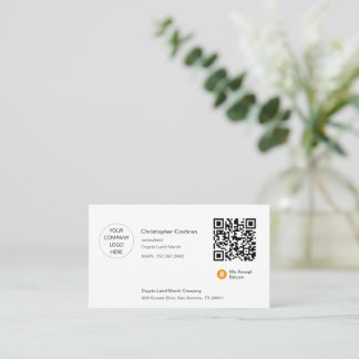 Tarjeta De Visita Aceptamos código de Bitcoin qr blanco