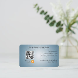 Tarjeta De Visita Aceptamos código QR de Bitcoin Gradiente Azul