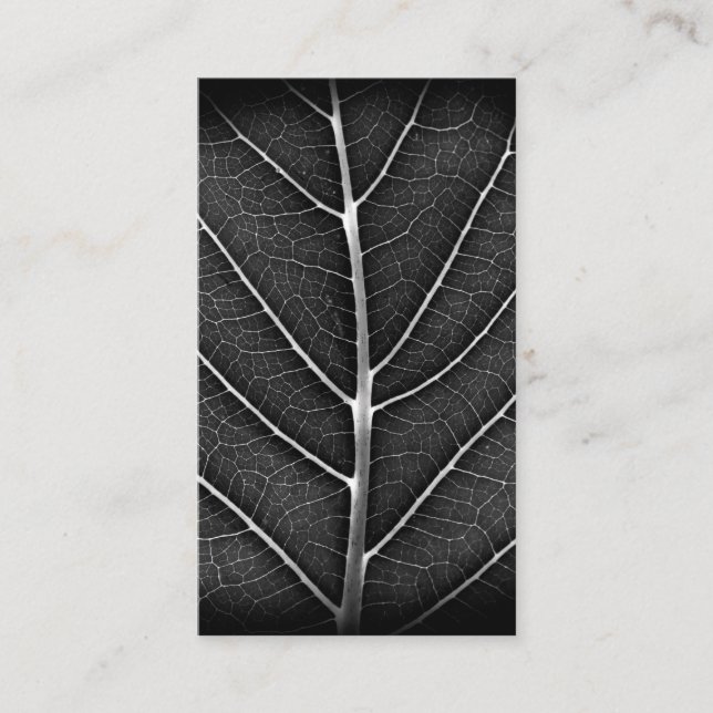 Tarjeta De Visita Acercamiento de la hoja brillante en blanco y negr (Anverso)