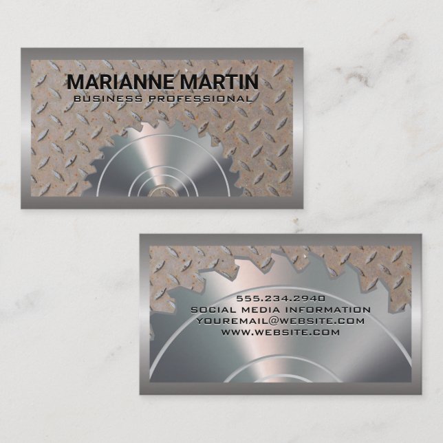 Tarjeta De Visita Acero de aluminio metalizado | Negocio de la Saw I (Anverso / Reverso)