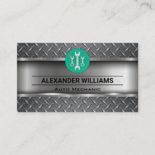Tarjeta De Visita Acero de diamante metálico Logo de Wrenches Me