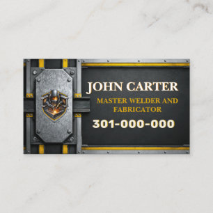 Tarjeta De Visita Acero galvanizado amarillo soldador logotipo perso