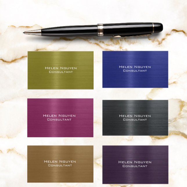 Tarjeta De Visita Acero inoxidable metálico Metalizado cepillado azu (Subido por el creador)