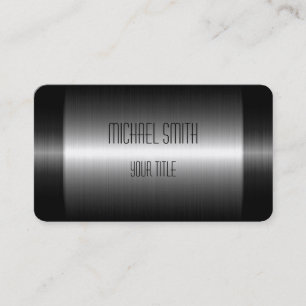 Tarjeta De Visita Acero inoxidable metálico negro y plateado 2