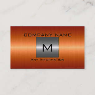 Tarjeta De Visita Acero inoxidable metálico plateado y naranja