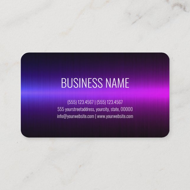 Tarjeta De Visita Acero inoxidable morado ligero Metalizado (Reverso)