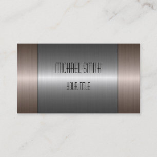 Tarjeta De Visita Acero inoxidable plateado y bronce Metalizado