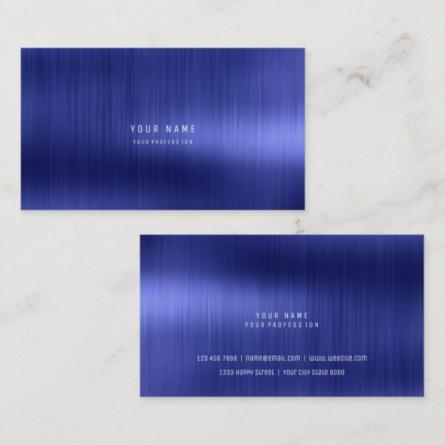 Tarjeta De Visita Acero metálico azul mínimo de zafiro de cobalto VI (Anverso / Reverso)