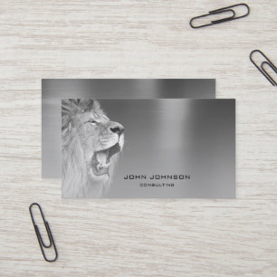 Tarjeta De Visita Acero metálico León Plata de Consultoría Person