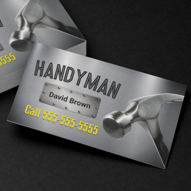 Tarjeta De Visita Acero Metalizado Handyman Professional Big Hammer (Subido por el creador)